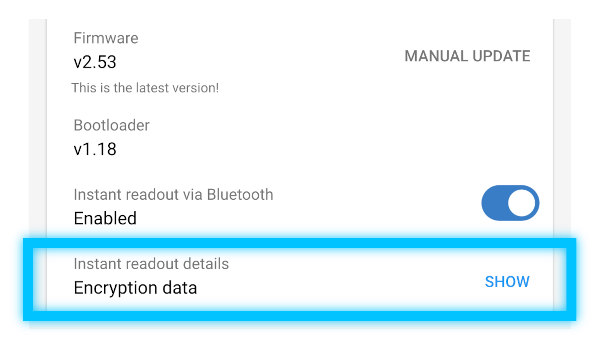 VictronConnect encryption data screen