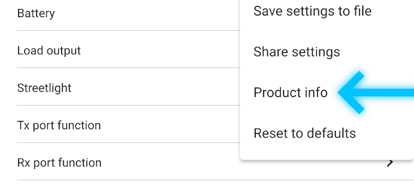 VictronConnect product information details